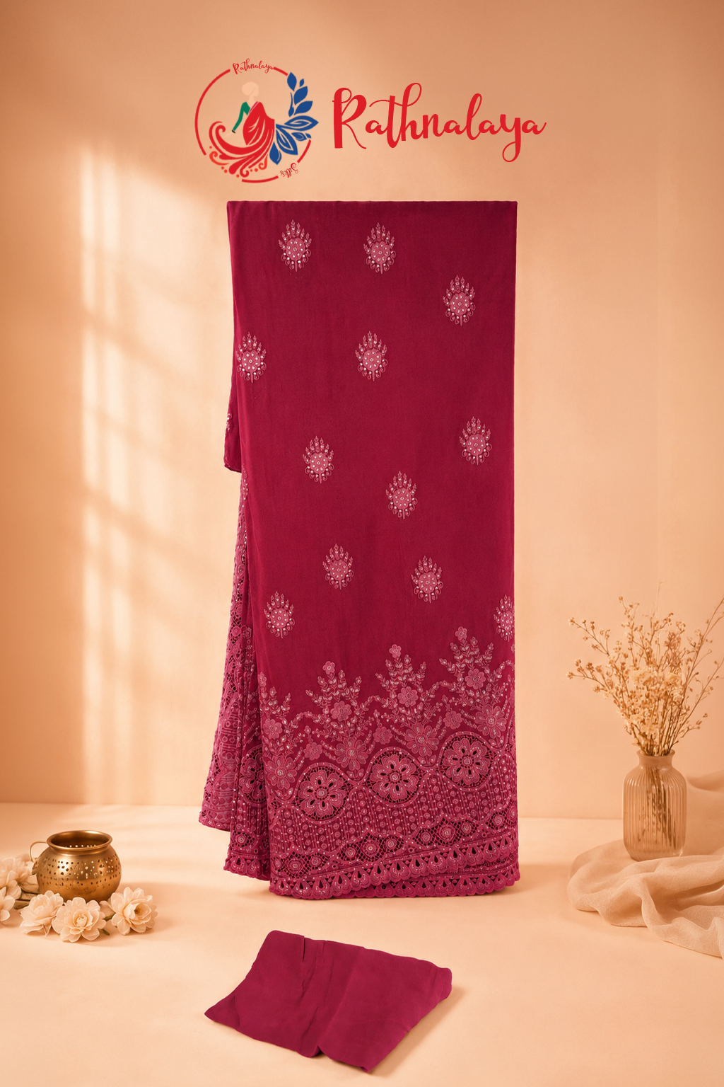 Scarlet Elegance Hacoba saree