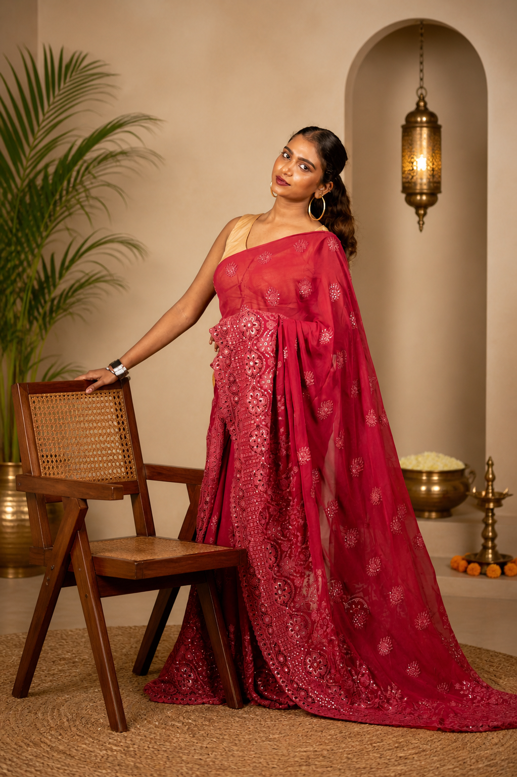 Scarlet Elegance Hacoba saree