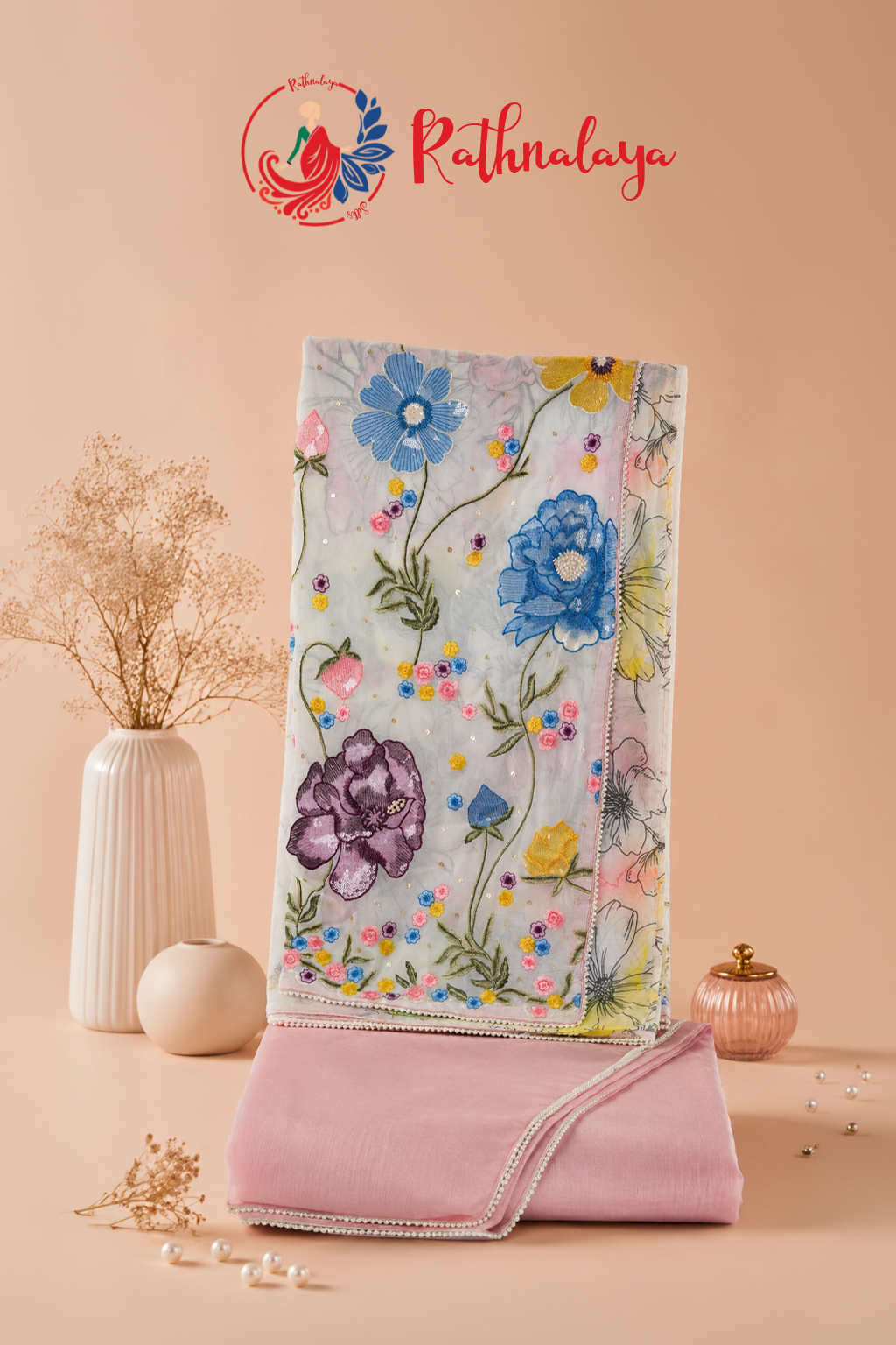 Ivory Bloom Organza Saree
