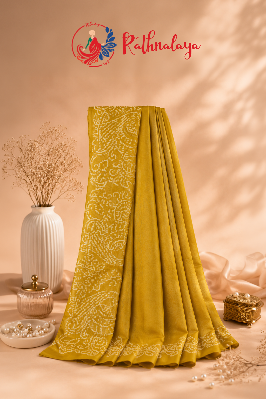 Mustard Bandhani Grace Saree