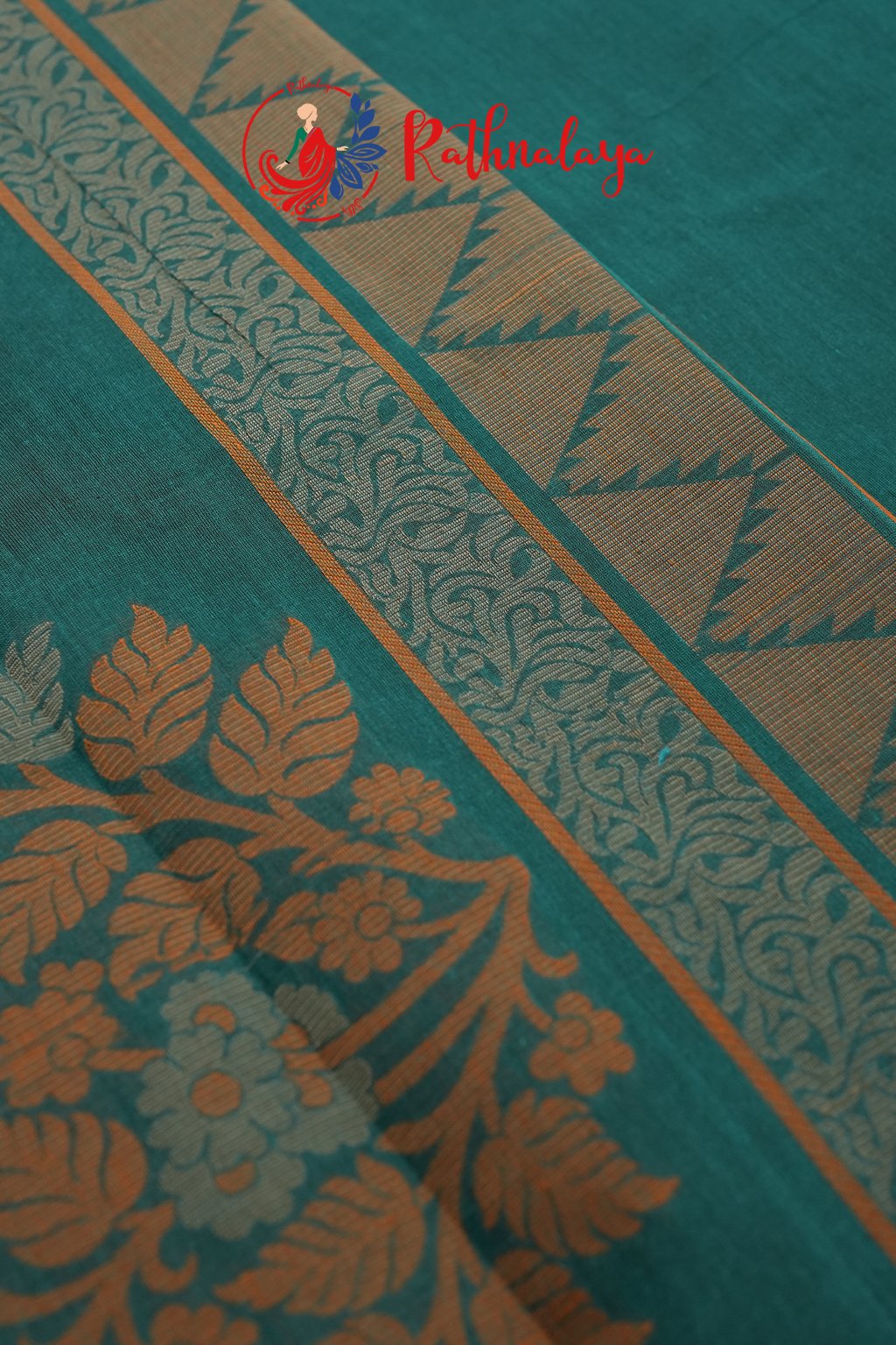 Meghana Teal Heritage Saree