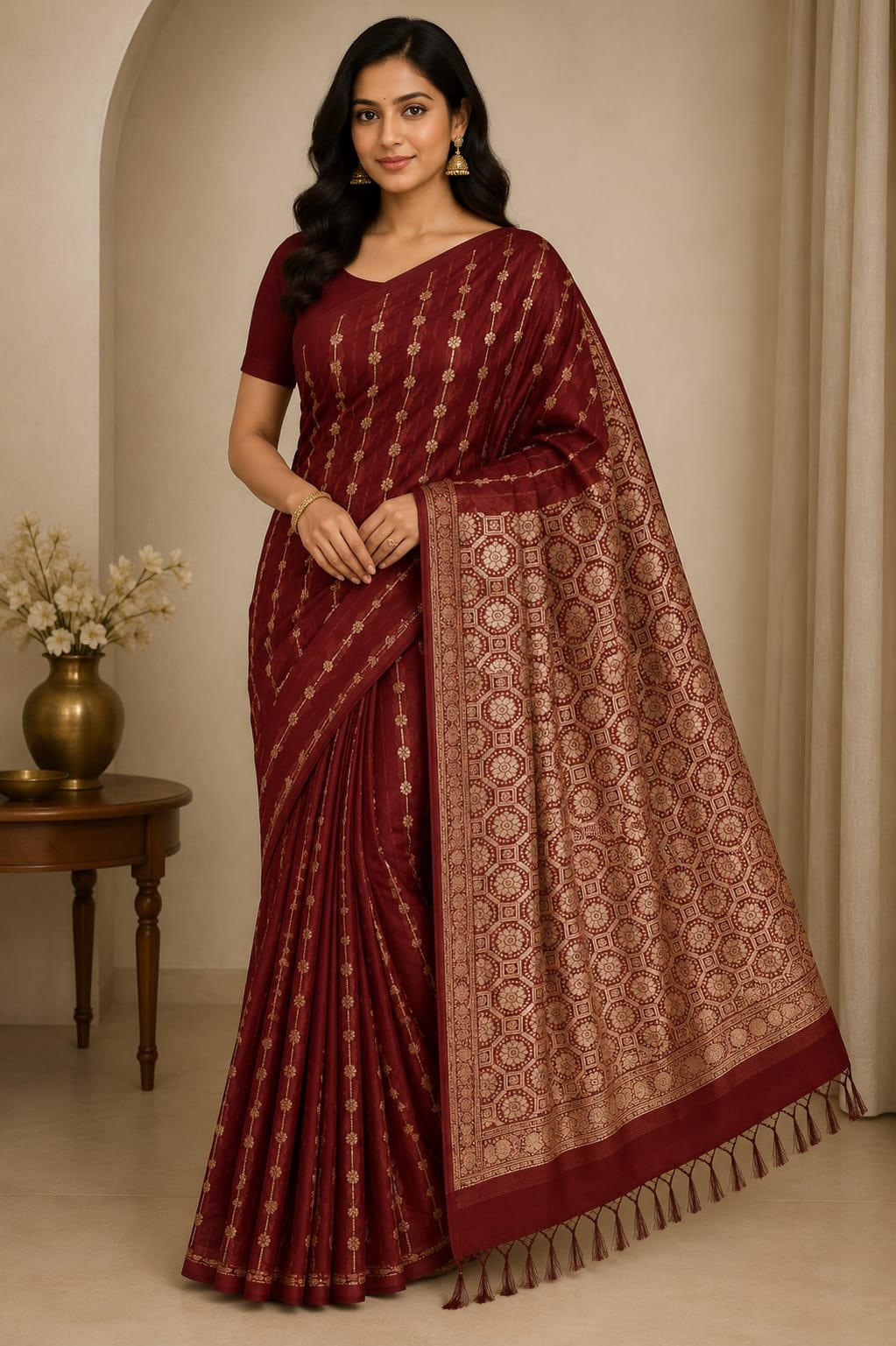 Royal Maroon Heritage Saree